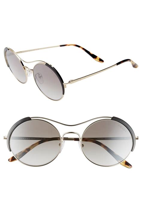 prada round sunglasses 50mm|Prada 53mm round sunglasses.